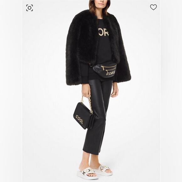 NWT - Michael Kors - Faux Fur Open Front Cropped Jacket Size M - Picture 1 of 7